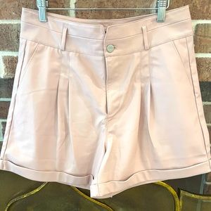 PAIGE Blanks pink faux leather shorts